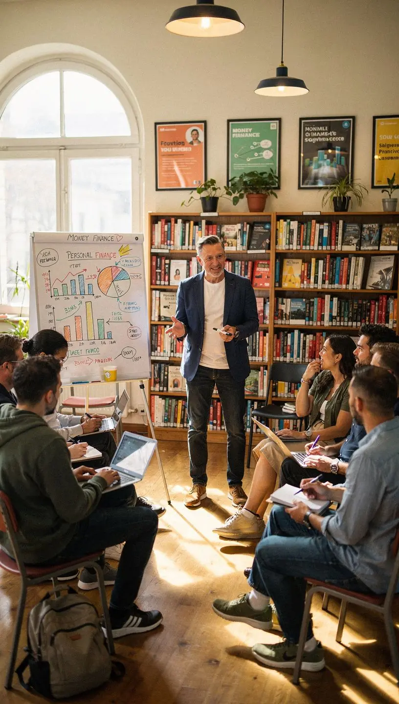 Professzionális pénzügyi tanácsadó munka közben, aki személyre szabott költségvetést készít szabadúszóknak.